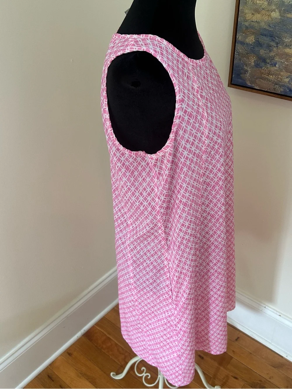 Tommy Bahama Woman’s Medium Palma Dora Pink Geo Print Shift Dress Travel Beach